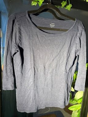 J. Crew Navy Scoop Neck Long Sleeve Top